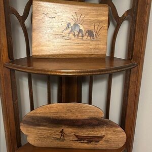 Vintage Wood Inlay Wall Plaques Set of 2
Safari Elephant & Boat Art Scene